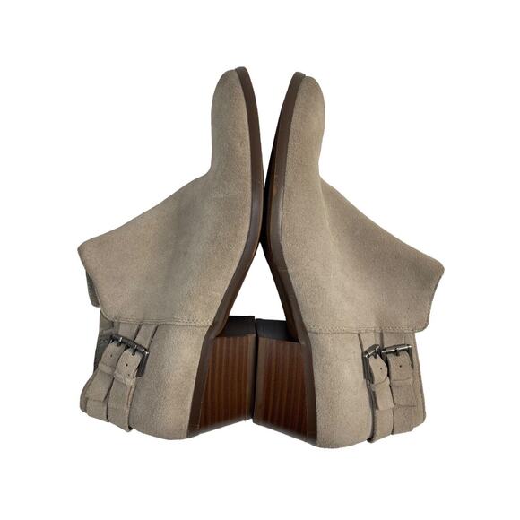 SAM EDELMAN Suede Petal Ankle Booties in Natural Tan Size 9 Zipper Buckles - Picture 7 of 11
